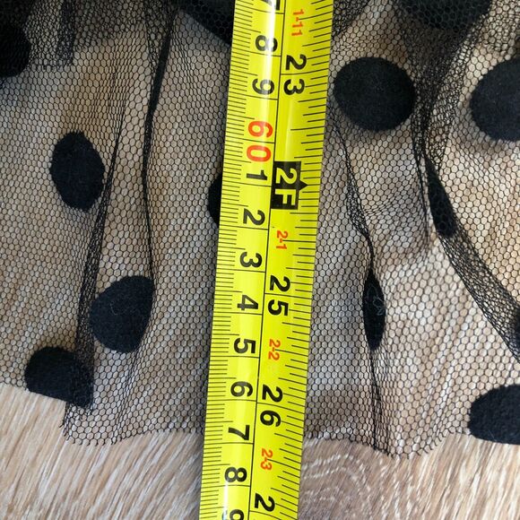 Lucy Paris Black Polka Dot Mesh A-Frame Goth Whimsigoth Fairy Festival Skirt M - Picture 8 of 12